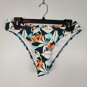 CUPSHE Swim Women's Size M Green Scalloped Edge Tropical‎ Leaf Bikini Bottom